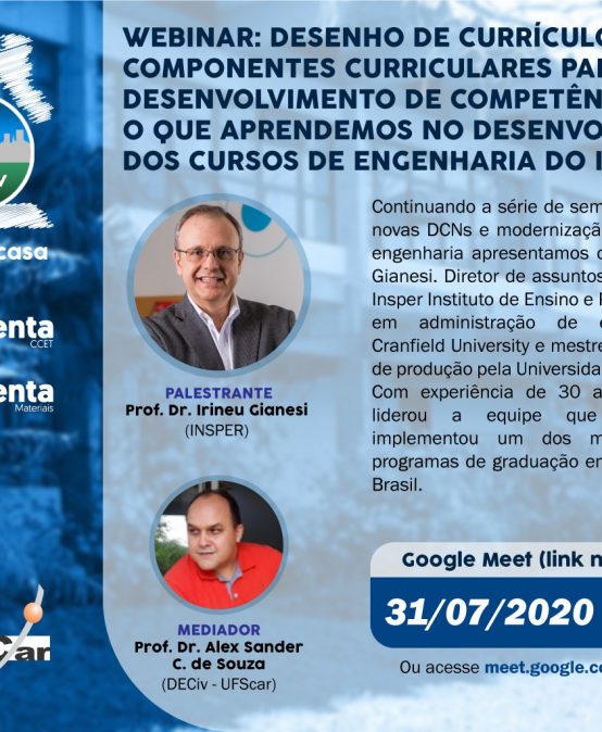 WEBINAR: DESENHO DE CURRÍCULO E COMPONENTES CURRICULARES PARA O DESENVOLVIMENTO DE COMPETÊNCIAS. O QUE APRENDEMOS NO DESENVOLVIMENTO DOS CURSOS DE ENGENHARIA DO INSPER