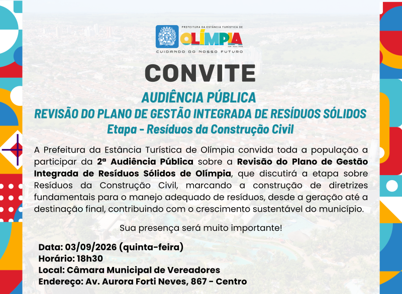 Olímpia promove audiência pública para definir diretrizes sobre resíduos da construção civil urbana